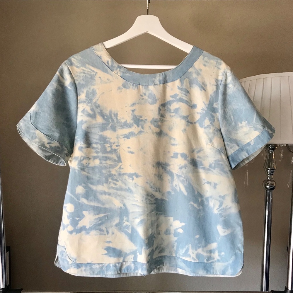 Sky Acid Wash Jean Pullover Shirt